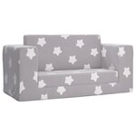 vidaXL Canapé-lit enfant 2 places gris clair étoiles peluche douce