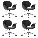 vidaXL Chaises pivotantes à manger lot de 4 noir similicuir