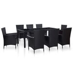 vidaXL Ensemble à dîner d'extérieur 9 Pièces Résine tressée Noir