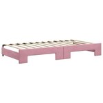 vidaXL Lit de jour avec gigogne et tiroirs rose 100x200 cm velours