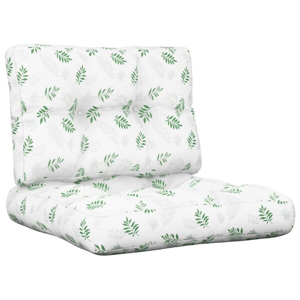 vidaXL Coussins de palette lot de 2 motif de feuilles tissu