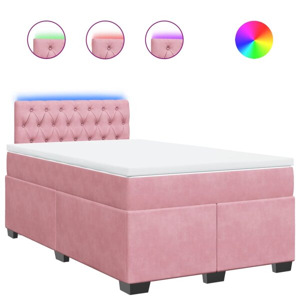 vidaXL Sommier à lattes de lit avec matelas Rose 120x200 cm Velours