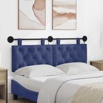 vidaXL Tête de lit suspendue Avec lumière LED Bleu police Velours