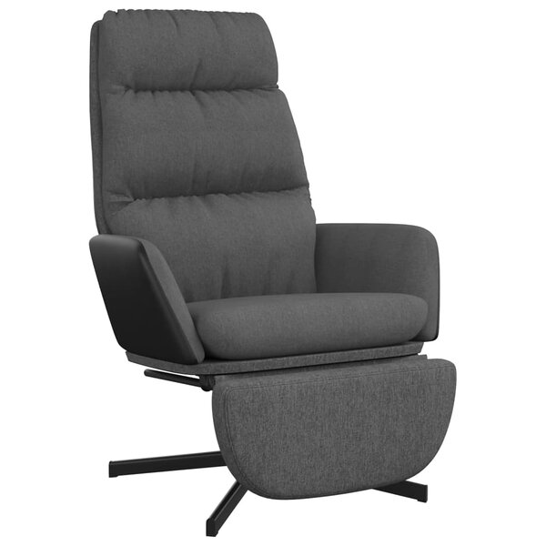 vidaXL Chaise de relaxation avec repose-pied Gris foncé Tissu