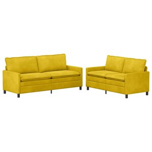 vidaXL Ensemble de Canapés 2 Pièces Jaune Velours