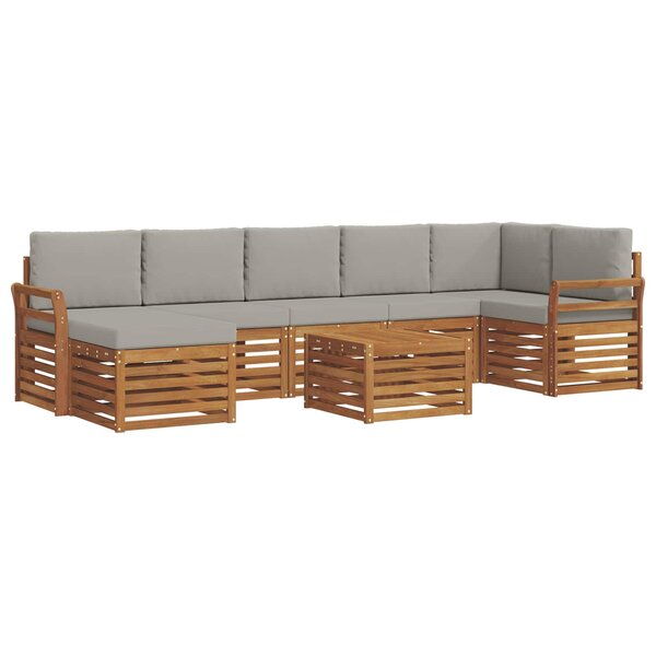 vidaXL Ensemble de canapés d'extérieur 8 pc Gris Naturel et Clair