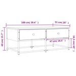 vidaXL Table basse noir 100x51x40 cm bois d'ingénierie