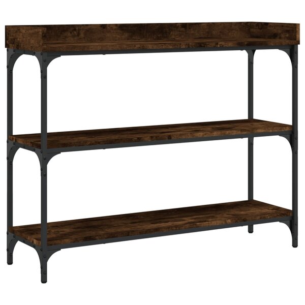 vidaXL Table console avec étagères chêne fumé 100x30x80 cm