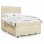 vidaXL Sommier à lattes de lit avec matelas Crème 140x200 cm Tissu