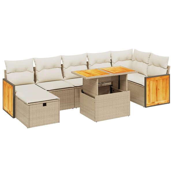 vidaXL Salon de jardin avec coussins 8 Pièces beige résine tressée