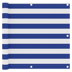 vidaXL Écran de balcon Blanc et bleu 90x600 cm Tissu Oxford