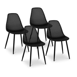 Lot de 4 chaises salon salle à manger restaurants les cafés les bureaux et les salles d'attente 150 kg max noir 14_0006004