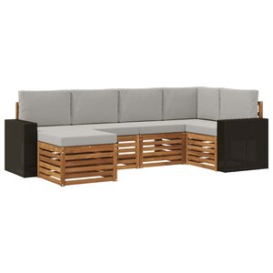 vidaXL Ensemble de canapé d'angle 6 Pièces Naturel et gris clair