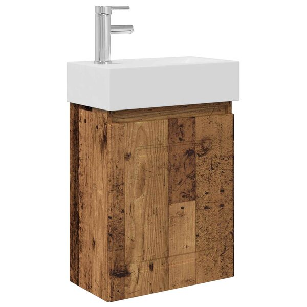 vidaXL Meuble de salle de bain avec robinet Bois ancien
