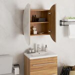 vidaXL Armoire de salle de bain miroir rond et LED Chêne 47x47x17 5 cm