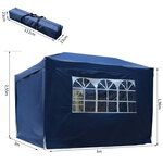 Tonnelle barnum tente de réception pliante 3 x 3 x 2,55 m avec fenêtres + sac de transport bleu