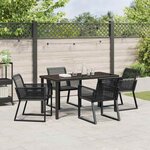 vidaXL Ensemble de salle à manger pour jardin 5 Pièces Noir Poly rotin