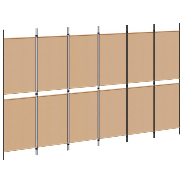 vidaXL Paravent à 6 panneaux Beige 300 x 180 cm Tissu