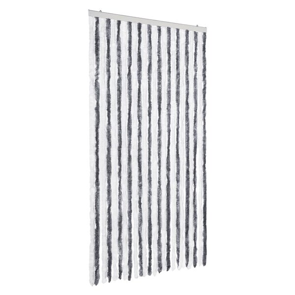 vidaXL Rideau anti-mouches gris et blanc 100x200 cm chenille