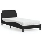vidaXL Lit avec matelas noir 90x200 cm similicuir