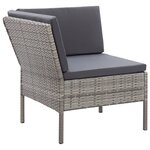 vidaXL Salon de jardin 3 Pièces avec coussins Résine tressée Gris