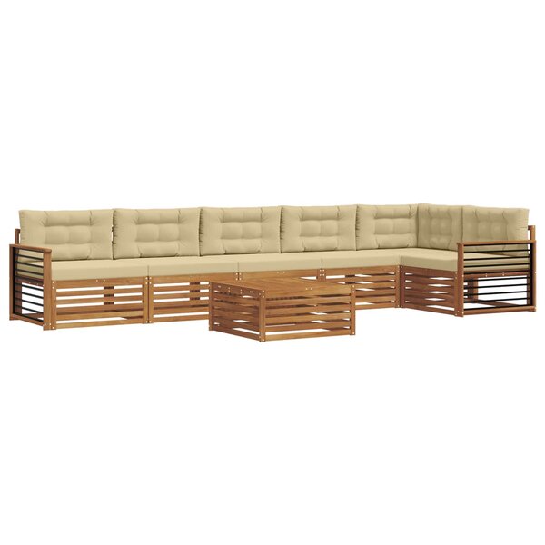 vidaXL Ensemble de canapés d'extérieur 7 Pièces Naturel et Beige
