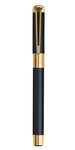 WATERMAN Perspective stylo plume, noir brillant avec clip doré à l’or 23 k, plume moyenne, cartouche d'encre bleue, coffret cadeau