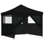 vidaXL Tente de réception pliable escamotable 4 parois latérales noir