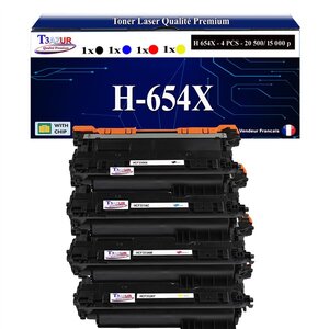 T3AZUR - 4x Toners compatibles avec HP CF330X CF331X CF332X CF333X 654X compatible avec HP