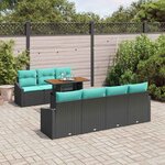 vidaXL Ensemble de salle à manger pour jardin 8 Pièces Noir et Sarcelle