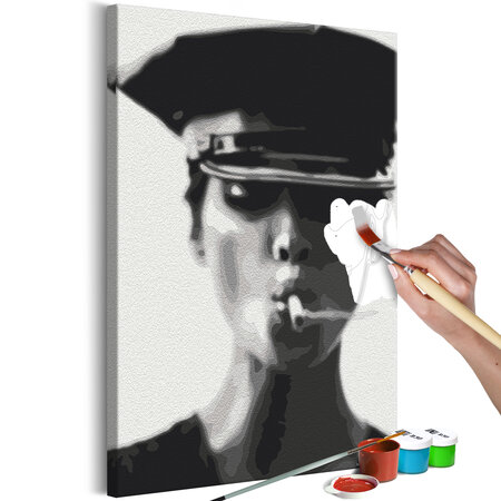 Tableau à peindre par soi-même - woman with cigarette l x h en cm 40x60