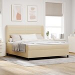 Lit à ressorts vidaXL avec matelas Crème 180x200 cm en tissu