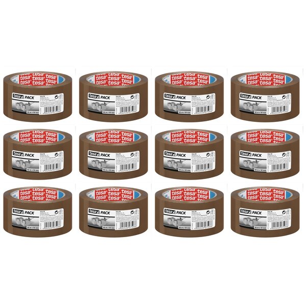 Adhésif d'emballage PP tesapack 66m x 50mm Marron x 12 TESA