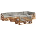 vidaXL Ensemble de canapés d'extérieur 9 Pièces Gris Naturel et Clair