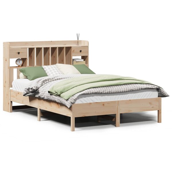vidaXL Lit bibliothèque sans matelas 160x200 cm bois massif de pin