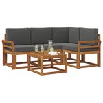 vidaXL Ensemble de canapés d'extérieur 5 Pièces Naturel et Anthracite