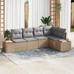 vidaXL Ensemble de canapé de jardin 5 Pièces beige et gris clair