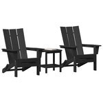 vidaXL Mobilier de jardin lounge 3 Pièces Noir 38 x 38 x 46 cm Plastique