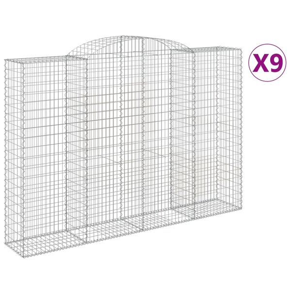 vidaXL Paniers à gabions arqués 9 Pièces 300x50x200/220 cm Fer galvanisé