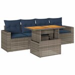 vidaXL Salon de jardin 5 Pièces avec coussins gris résine tressée