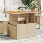 vidaXL Table de jardin beige 100x55x73cm résine tressée et bois acacia
