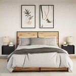 vidaXL Tables de chevet murales avec lumières LED 2 Pièces noir