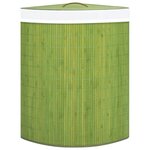 Vidaxl panier à linge d'angle bambou vert 60 l