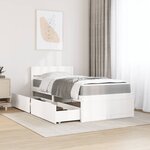 vidaXL Lit avec tiroirs et matelas blanc 90x200 cm bois massif de pin