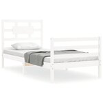 vidaXL Cadre de lit et tête de lit blanc 100x200 cm bois massif