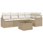 vidaXL Ensemble de Salle à Manger de Jardin 6 Pièces avec Coussins en Rotin Synthétique Marron