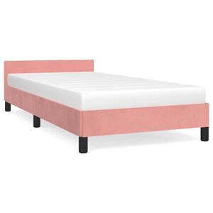 vidaXL Cadre de lit et tête de lit sans matelas rose 100x200cm velours