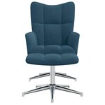 vidaXL Chaise de relaxation avec tabouret Bleu Velours