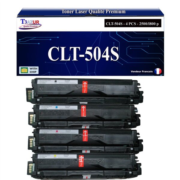 T3AZUR - 4x Toners compatibles avec Samsung CLT-504S pour Samsung CLP-415N CLP-415NW CLX-4195FN CLX-4195FW CLX-4195N