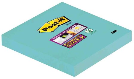 Bloc-notes super sticky 90 feuilles  76 x 76 mm turquoise 3m